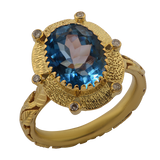 Greta Blue Topaz Diamond Gold Ring