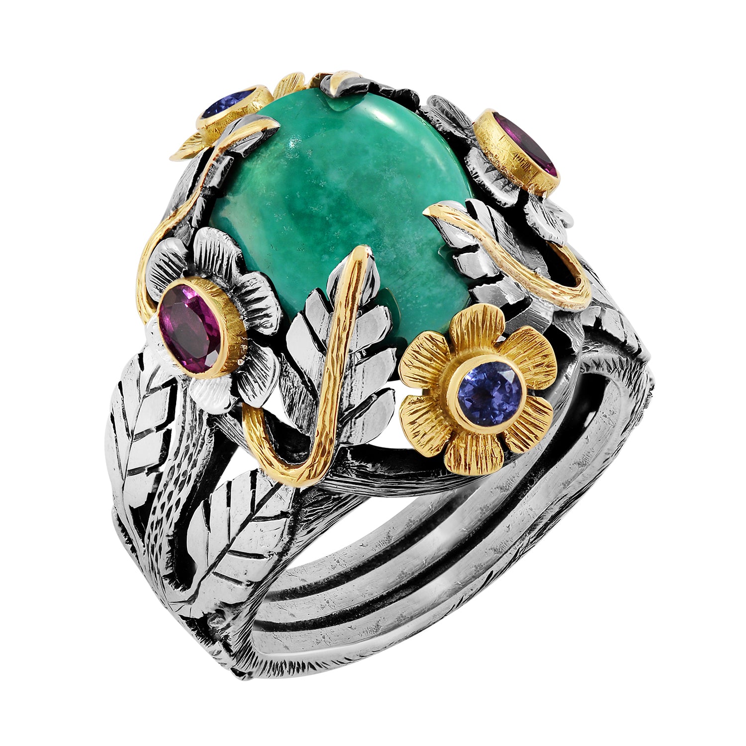 Turquoise Tanzanite Garnet Liberty Ring