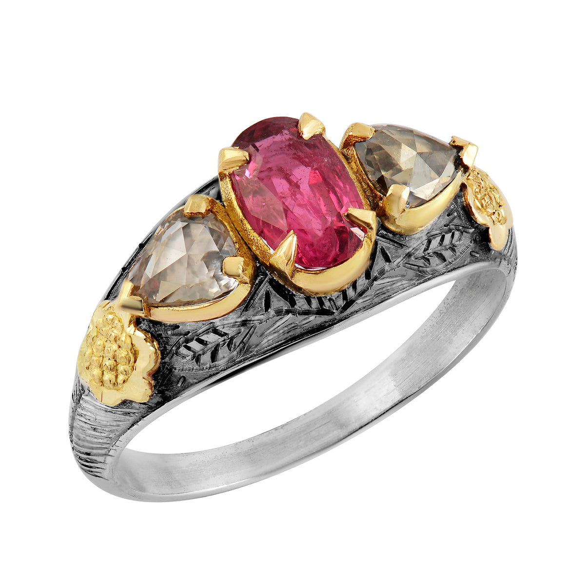 Forever Burmese Ruby Diamond Mughal Art Ring