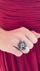 Ruby Pearl Petal Ring