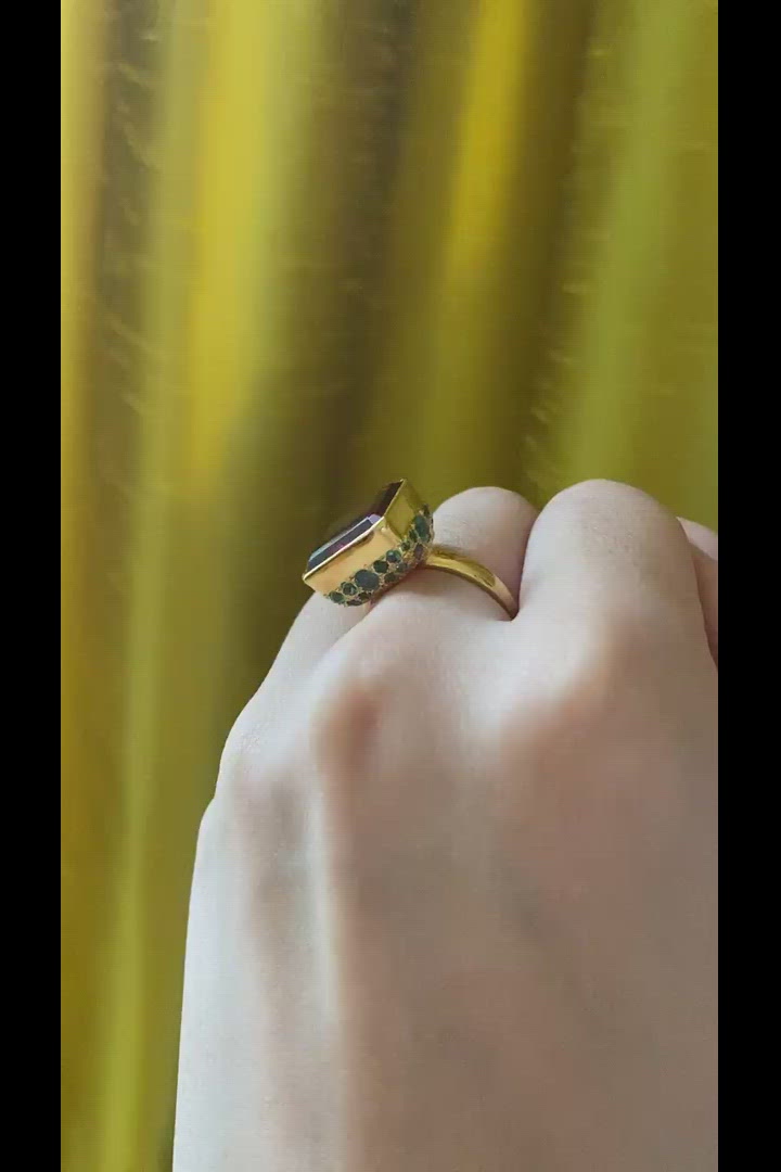 Scarlette Rubellite Emerald Ring