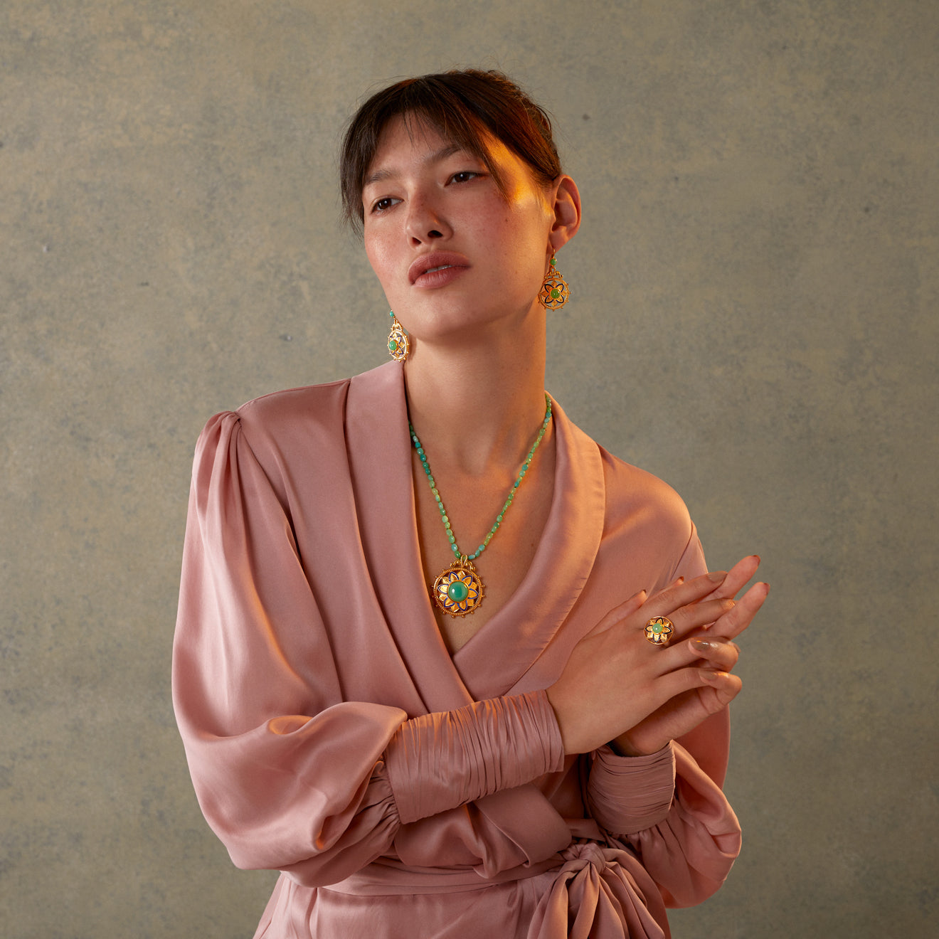 Bali Chrysoprase Enamel Pendant