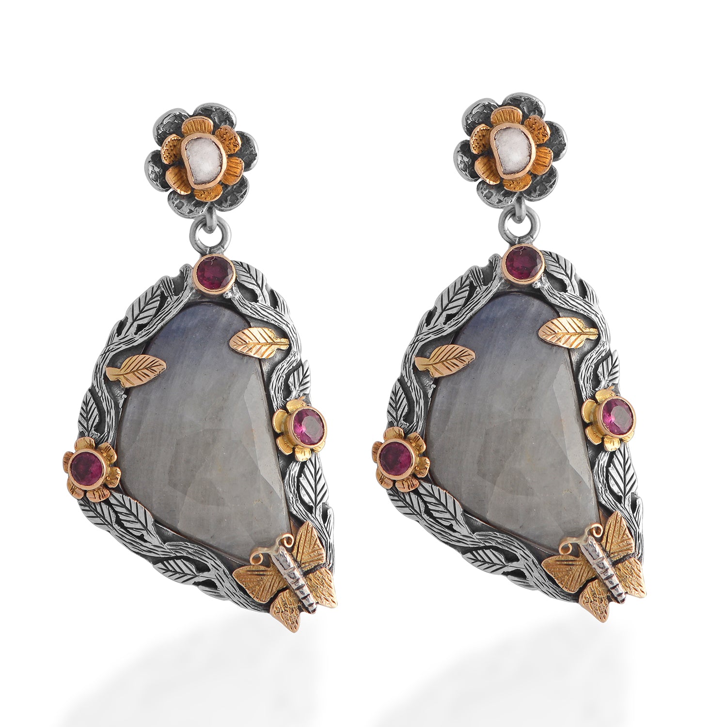 The Madonna Sapphire Diamond and Tourmaline Earrings