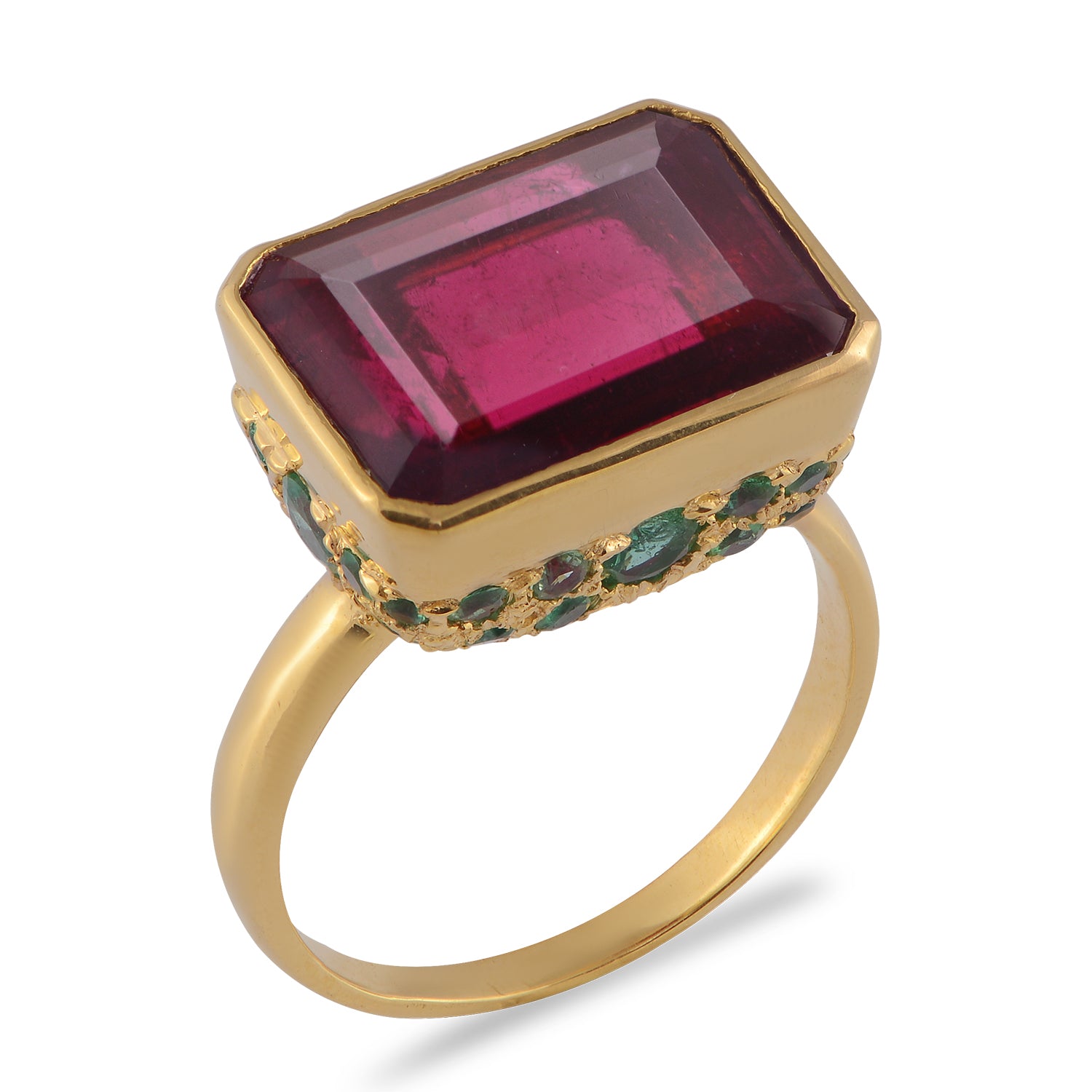 Scarlette Rubellite Emerald Ring