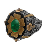 Mahari Cabochon Emerald Diamond Ring
