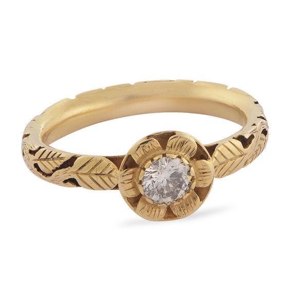 Diamond Floral Gold Love Ring
