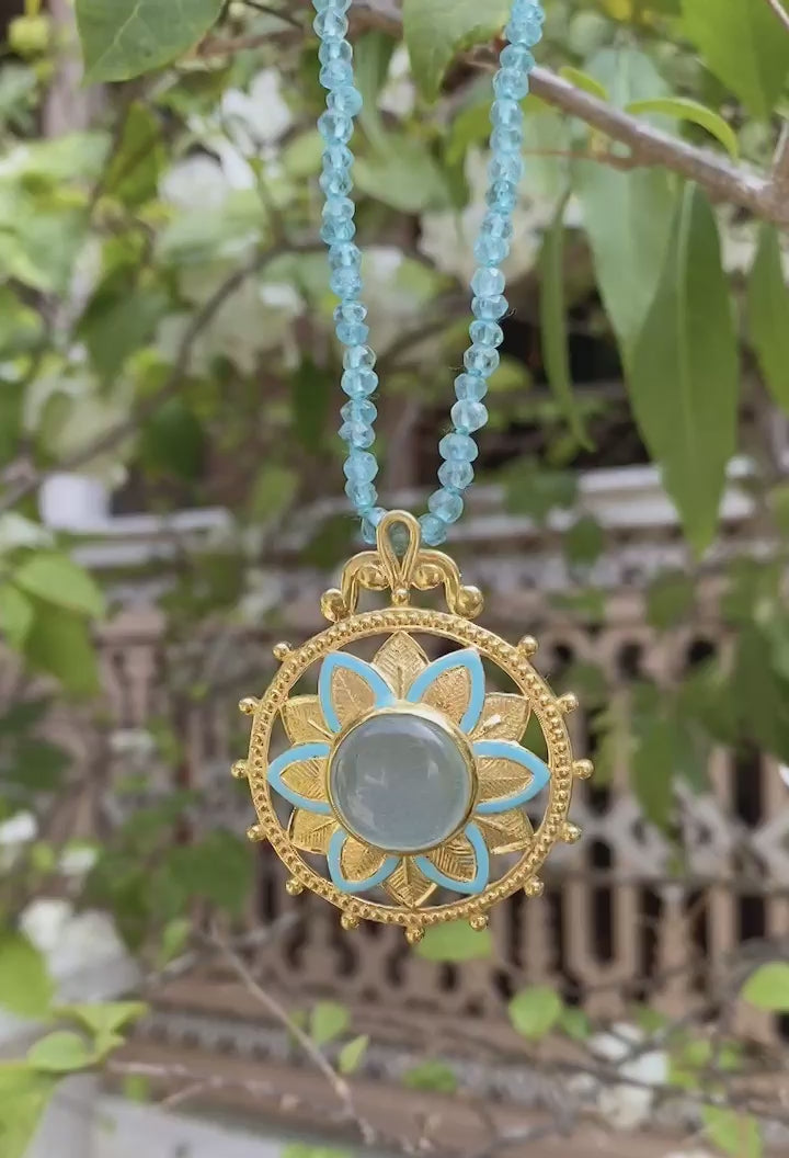 Bali Aquamarine Enamel Pendant