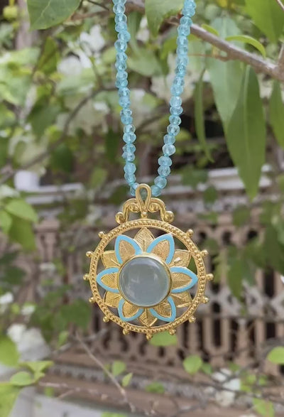 Bali Aquamarine Enamel Pendant