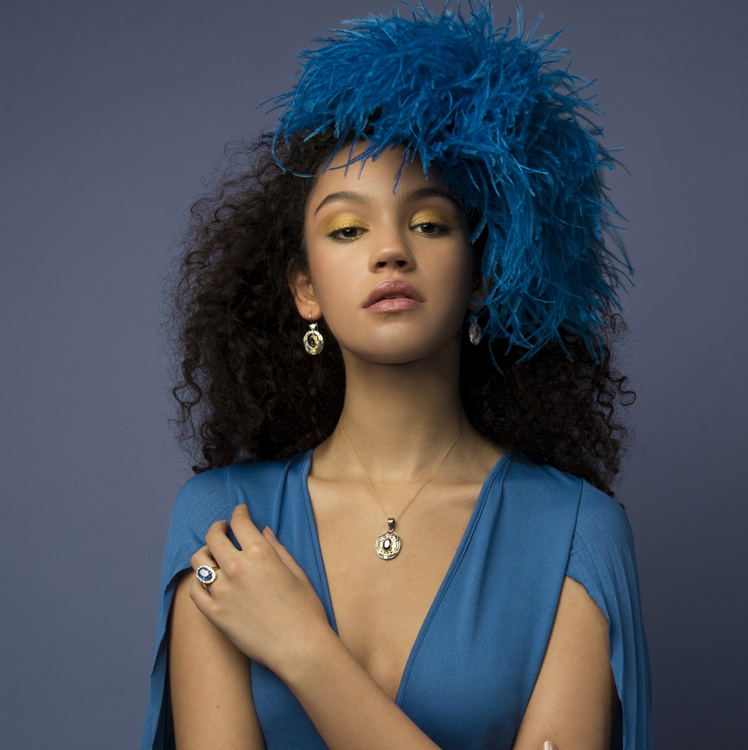 Viola Tanzanite Diamond Hand-Engraved Earrings