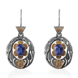Viola Tanzanite Diamond Hand-Engraved Earrings