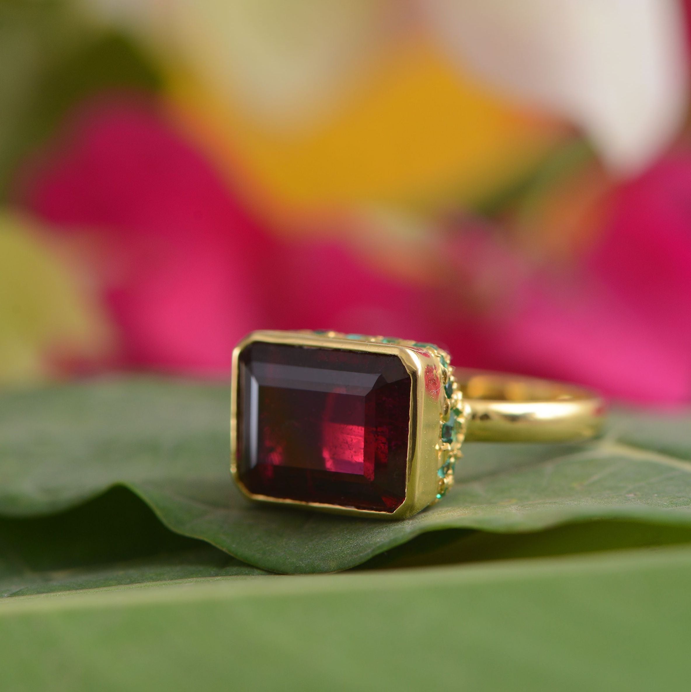 Scarlette Rubellite Emerald Ring